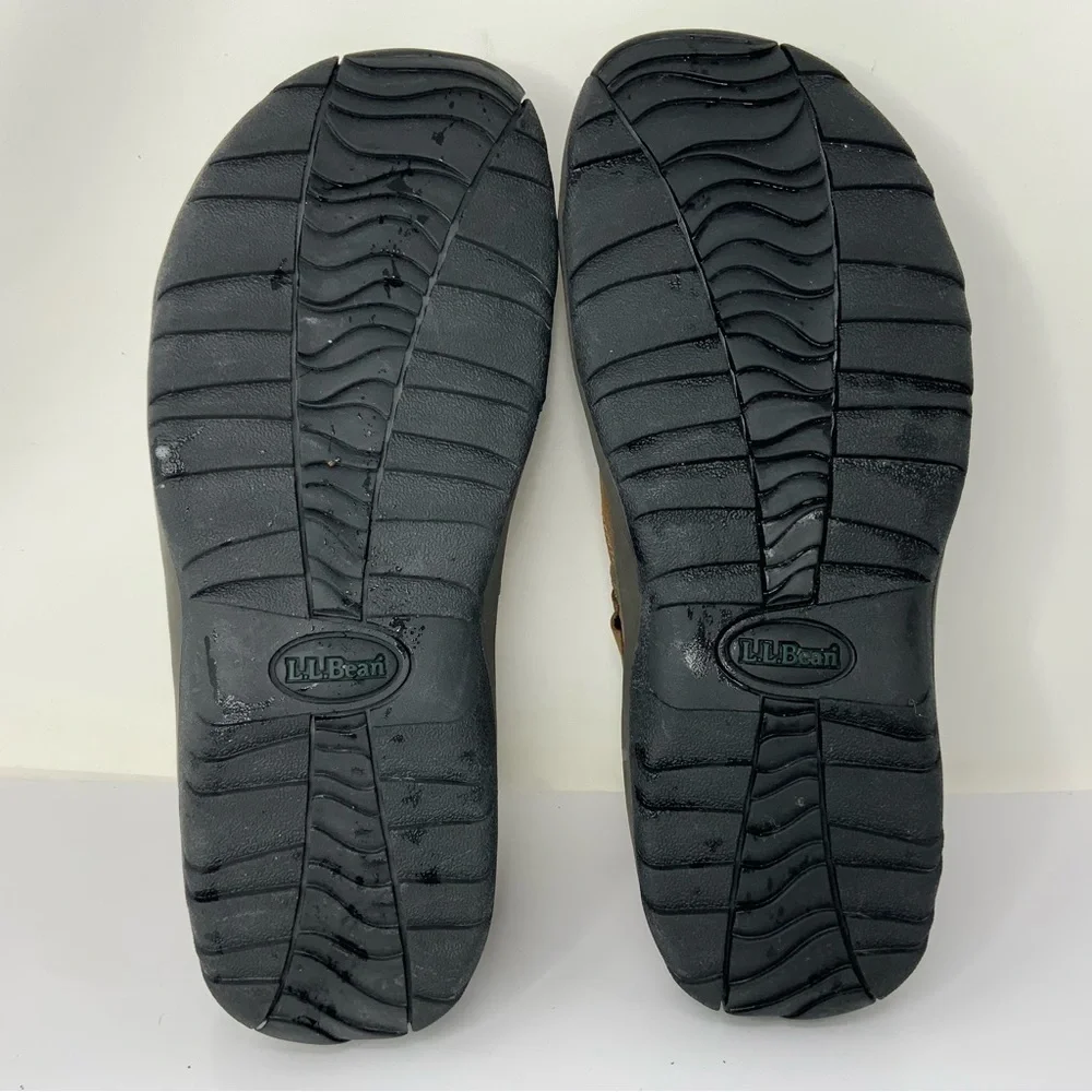 L.L. Bean Sandals Florsheim Brown Leather. Hook and Loop Strap. Men’s 10 Med.